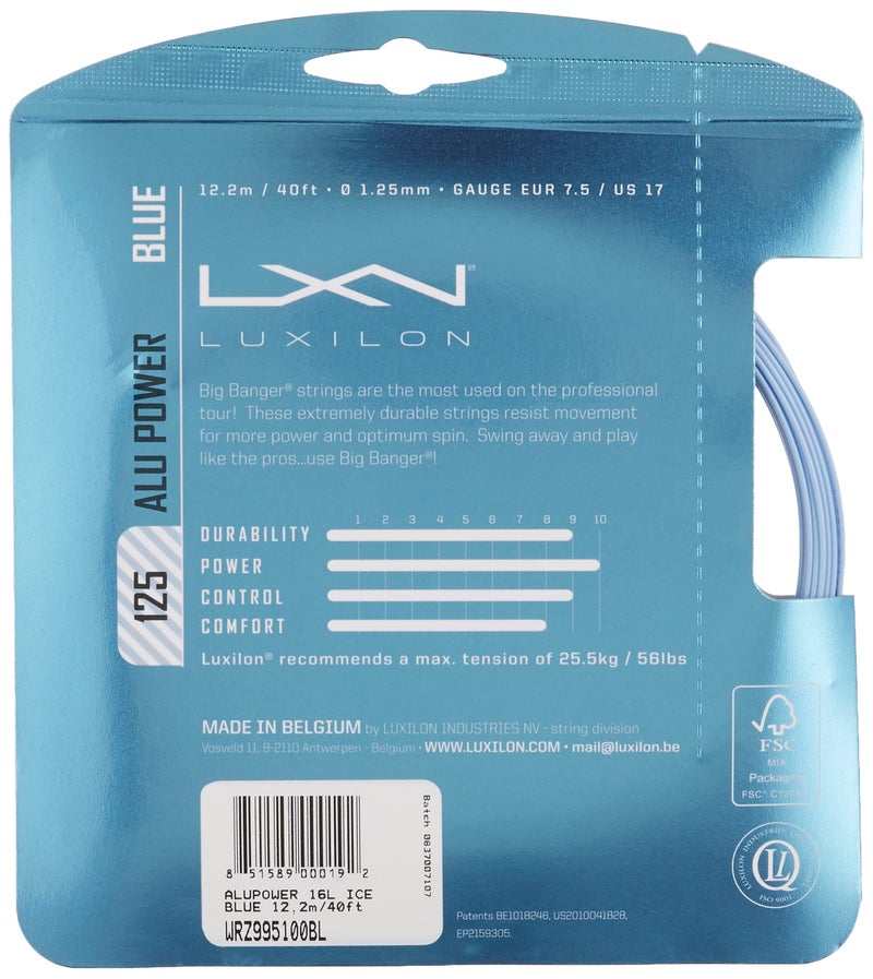 Luxilon ALU Power 125 Tennis String - Set, Ice Blue - Image 2